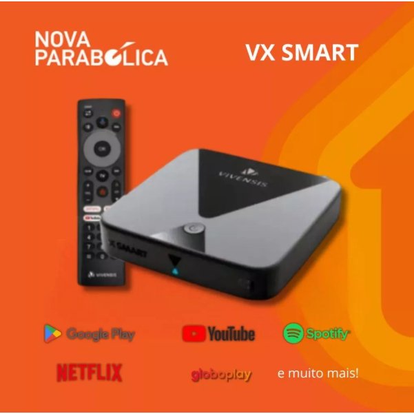Receptor Nova Parabólica, VX Smart Android TV, Canais HD Sem Mensalidade