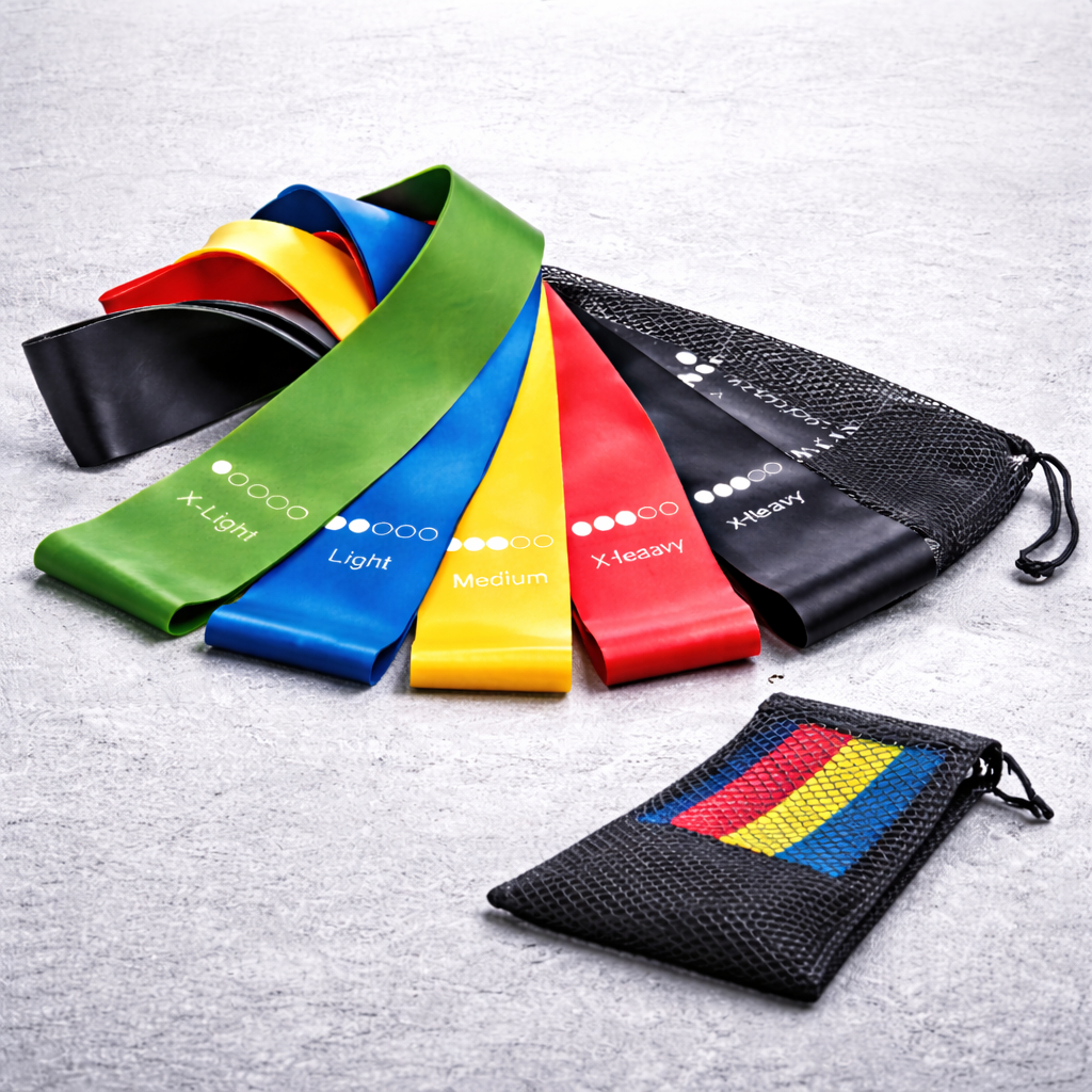 Kit Mini Band 5 Faixas Elásticas de Resistência Treino Academia Funcional Pilates e Fisioterapia