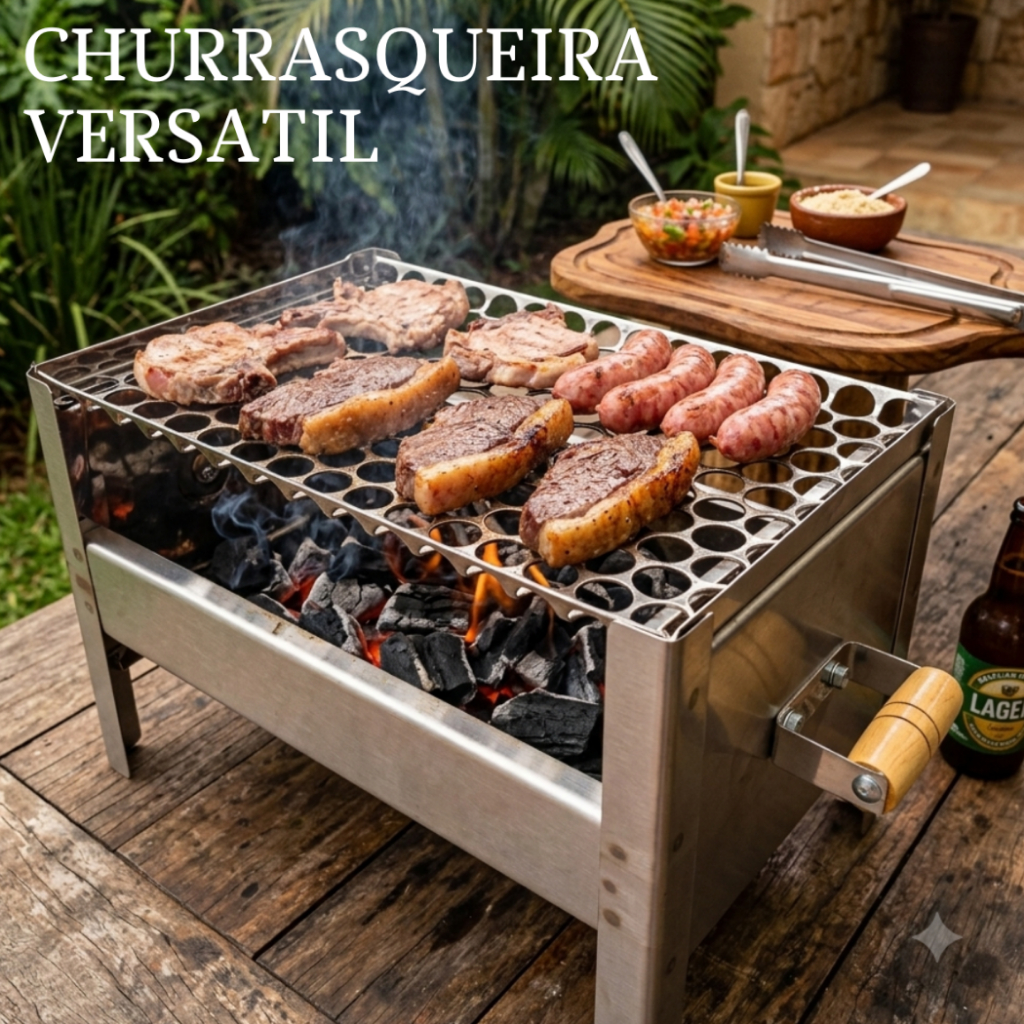 Churrasqueira de Inox Pequena Com Grelha INOX Mini Campeira Movel Inox + ENVIO RÁPIDO E SEGURO