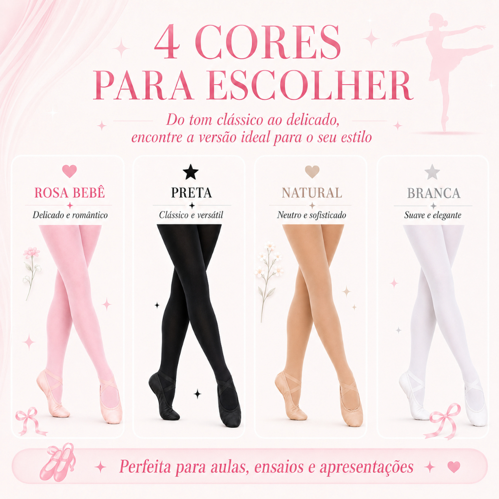 Meia Calça Fio 40 Ballet Balé Jazz Anfaltil Adulto Juvenil Sem Furo Aulas Conforto Leveza Dança