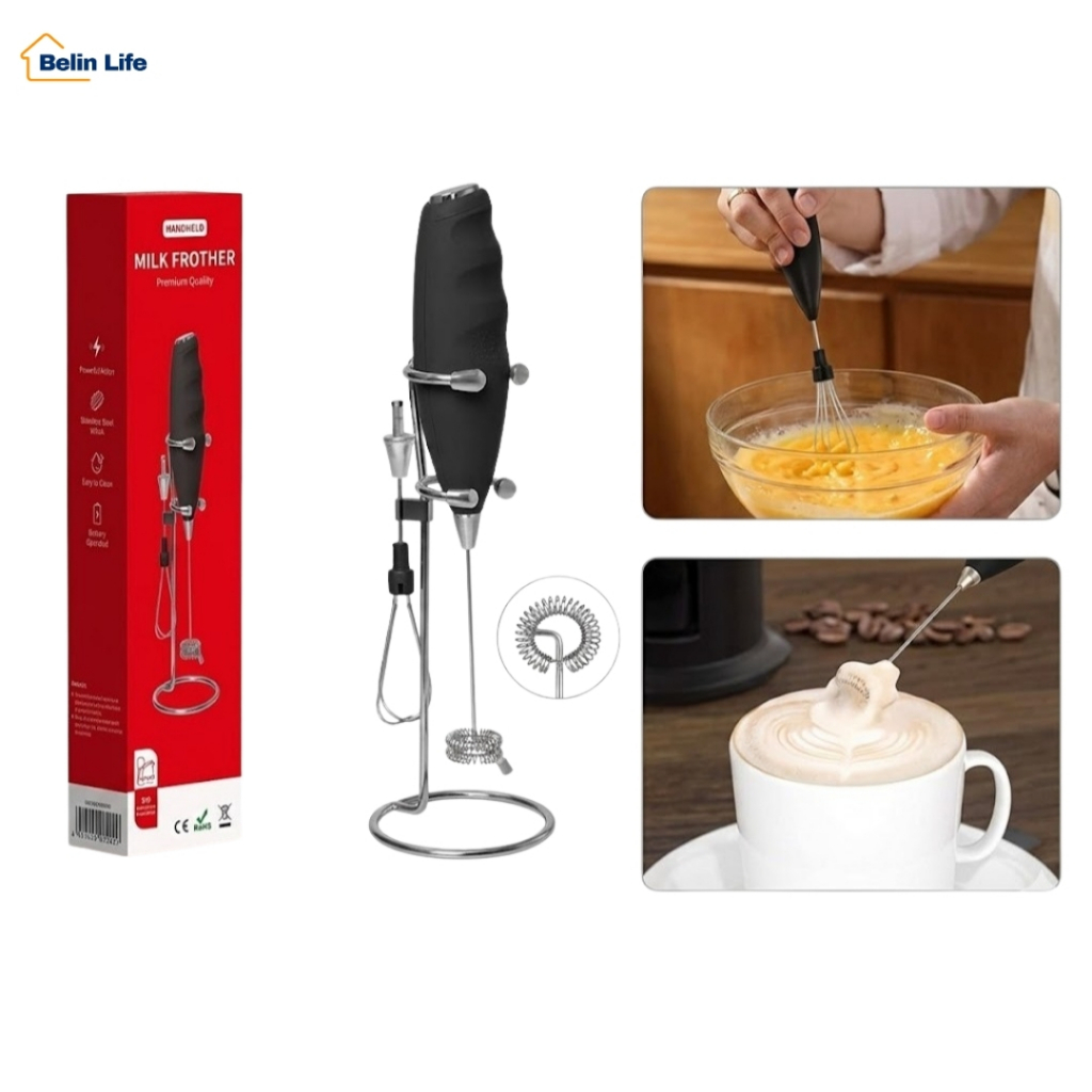 Mixer Elétrico Portátil Batedor de Café e Espumador de Leite com Suporte SRQ-019