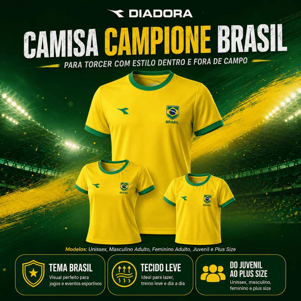 Camisa Unissex Diadora Campione Torcedor Brasil Copa 2026 | Lançamento Original !