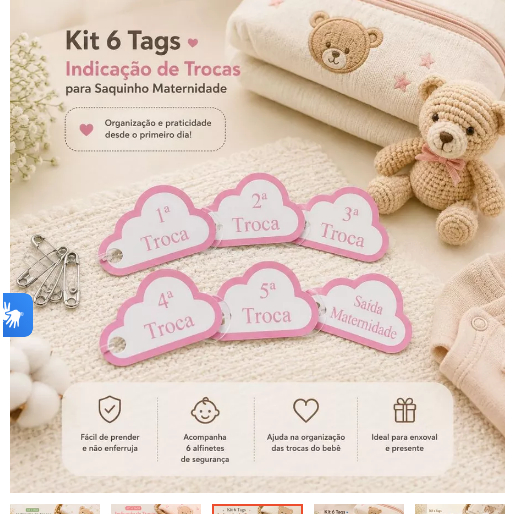Kit 6 tags indicação de trocas para saquinho sáida maternidade (Somente TAG)