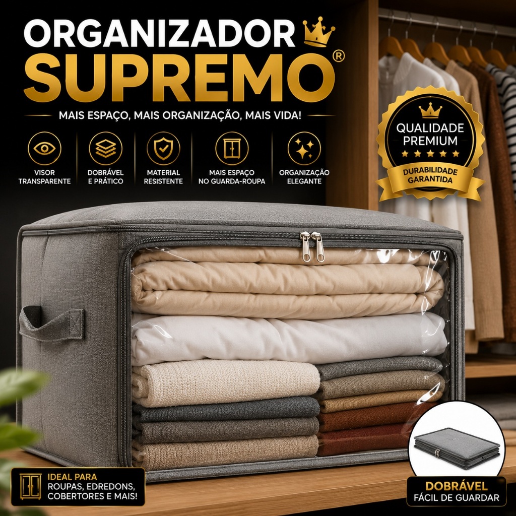 Organizador Multiuso Dobrável Com Visor Transparente Edredom Cobertor Roupas Organizador Supremo