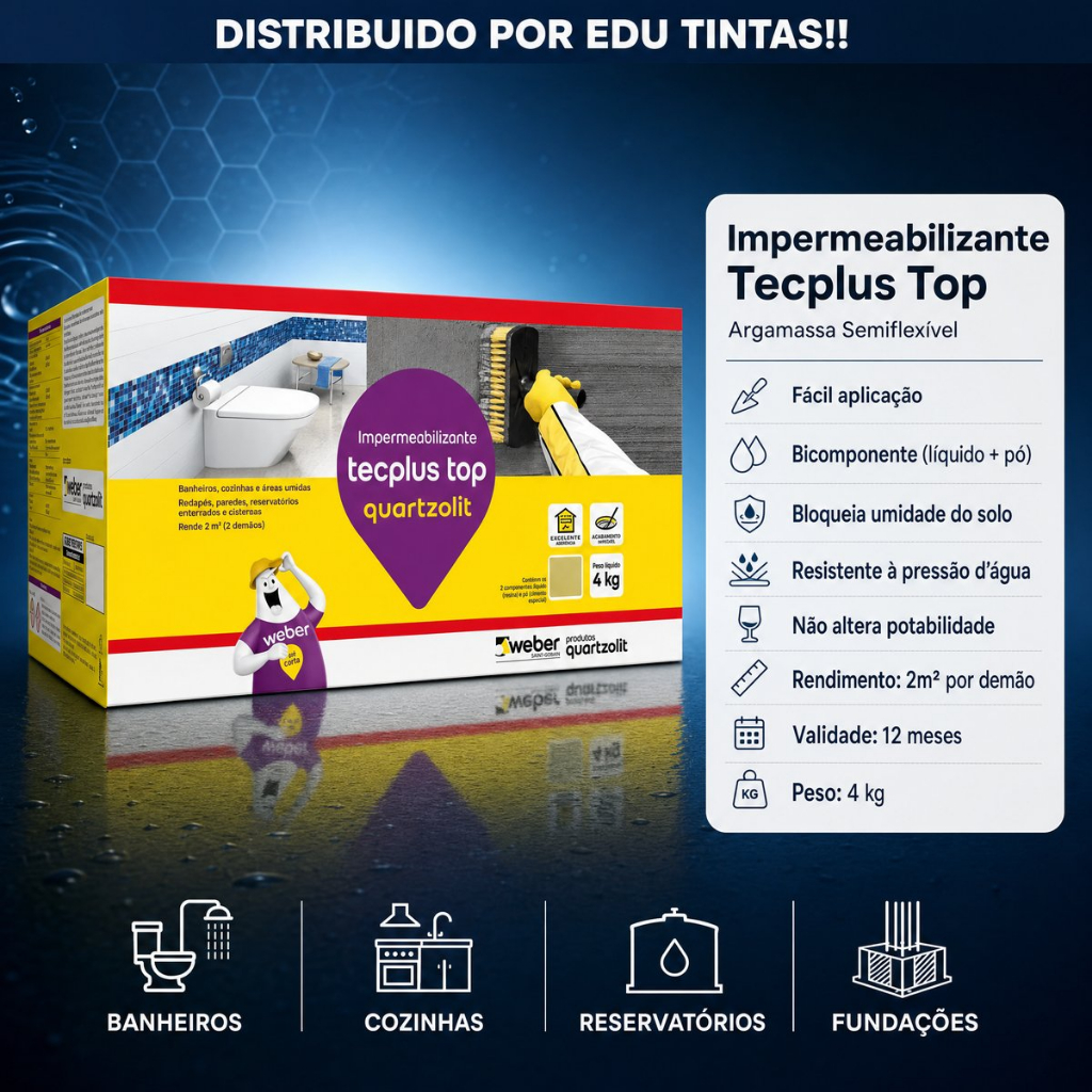 Impermeabilizante Tecplus Top Cx 4kg Quartzolit Cor Cinza Cinza Fosco — imagem 2 de 2