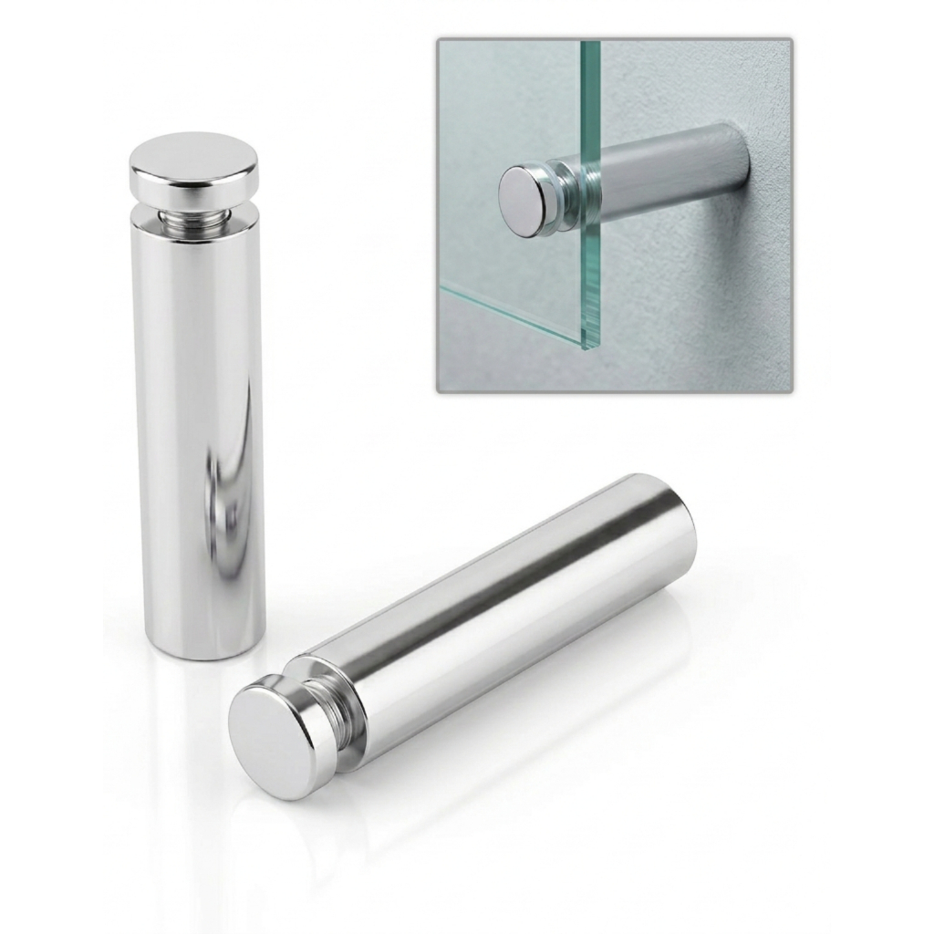 Kit 4 Prolongador 19x100mm Inox Vidro Escovado Polido Madeira Acrílico Unidades Lojas Aço pressão
