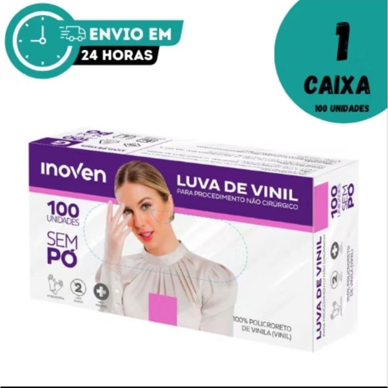 Luva de Vinil Sem Pó 100 und Inoven M/G