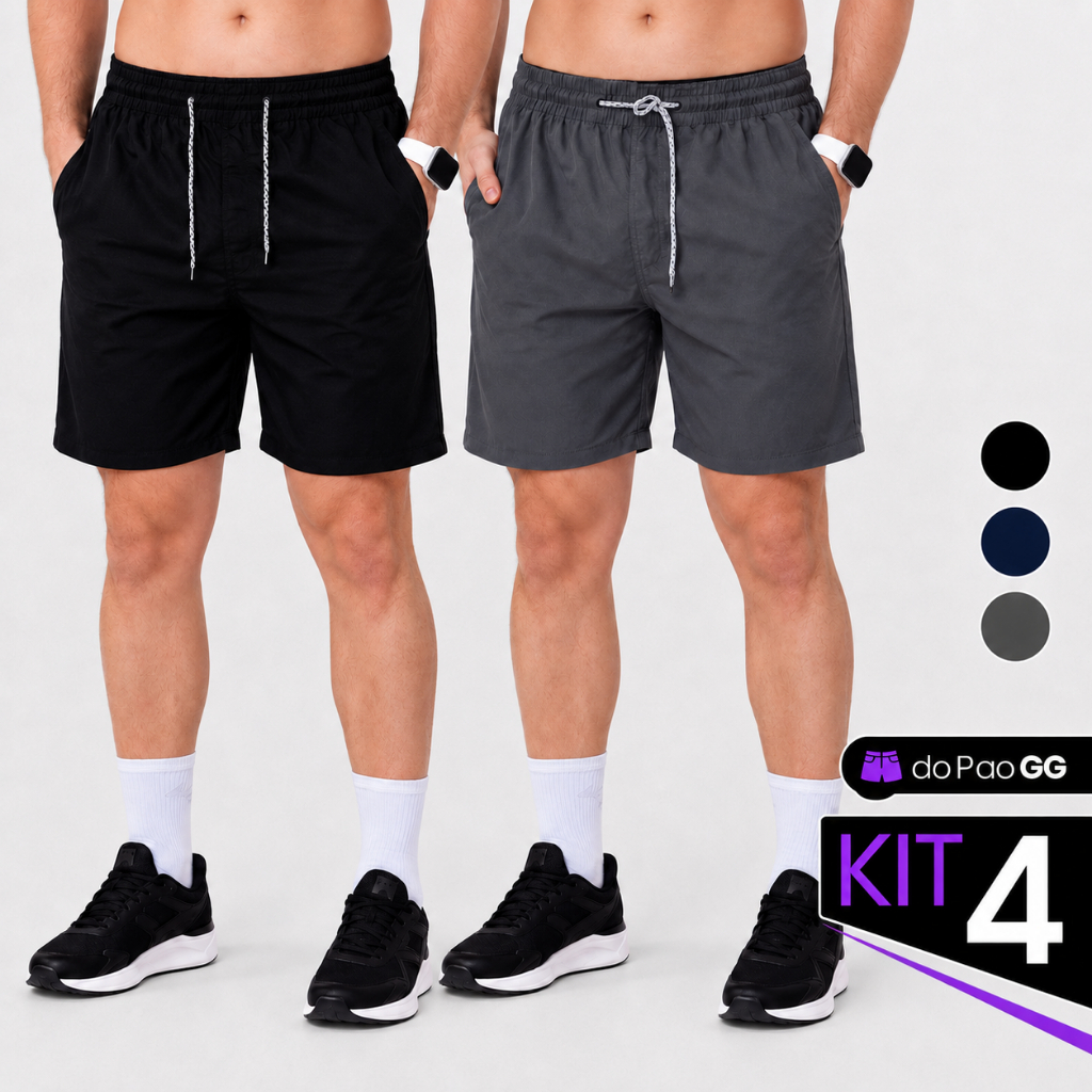 Kit 4 Bermuda Masculina Tactel Academia Treino Esportiva Short Corrida Futebol Praia Secagem Rápida com Bolso Elastano l