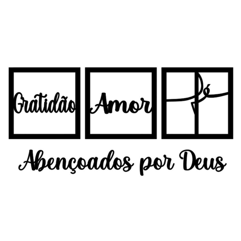 Quadro Frase Gratidão Amor Fé Decoração Amor Parede Enfeite Abençoado por Deus 69x33cm