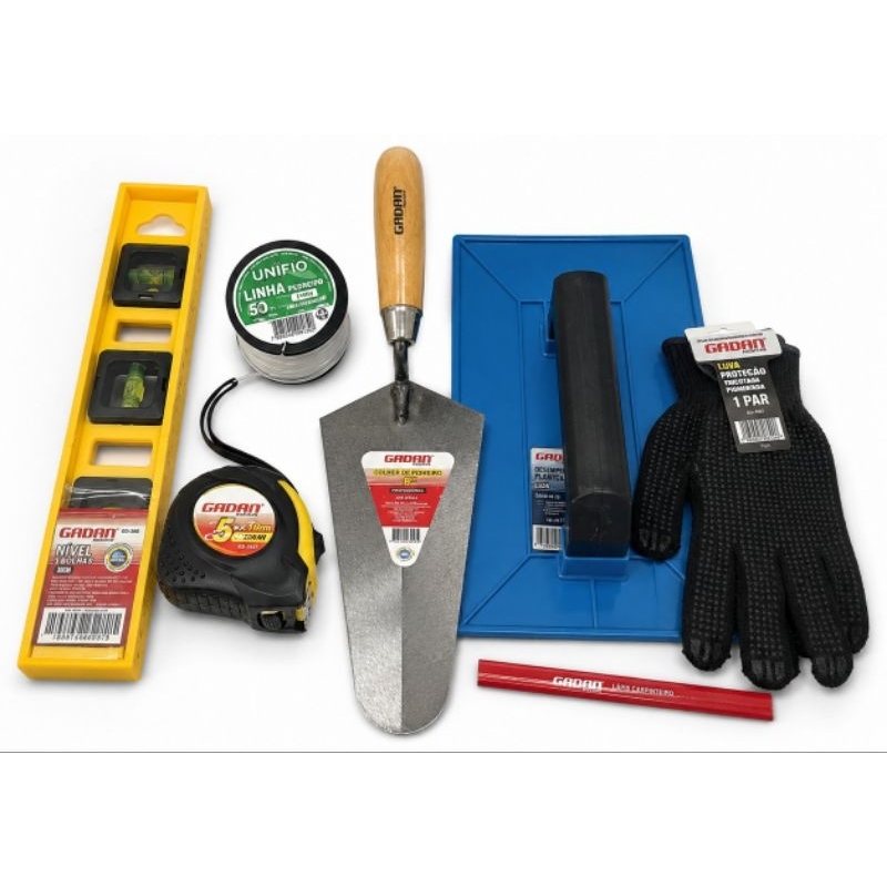 Kit Pedreiro Profissional Completo 7 Peças Para Construção E Reforma