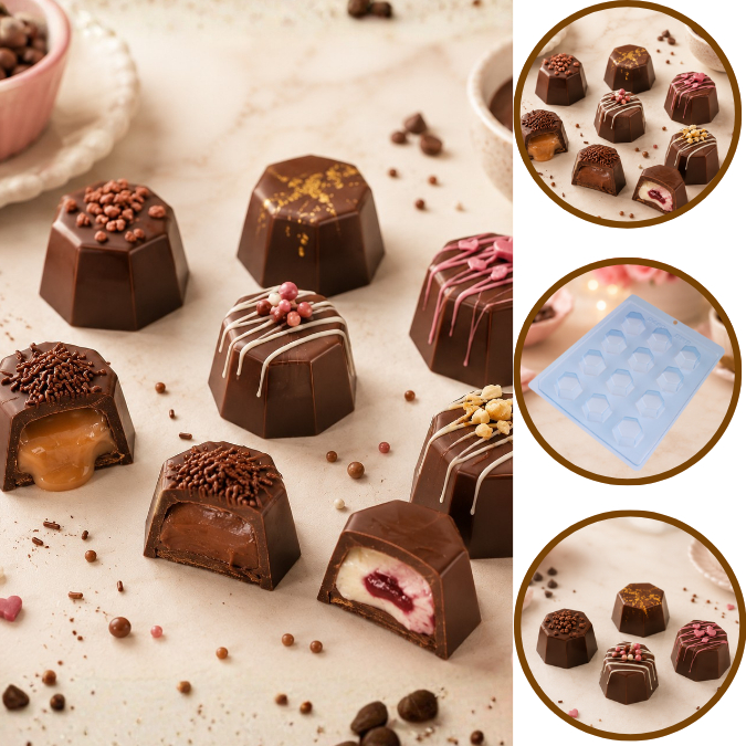 1~10 FORMA SIMPLES BOMBOM SEXTAVADO MÉDIO 9463-(A9) EM ACETATO BWB PARA DOCES DE CHOCOLATE(CHOCO)