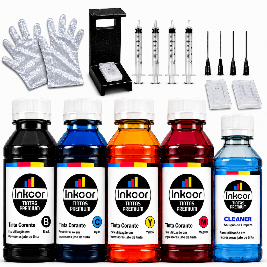 Kit Recarga Cartucho Inkcor Compatível com Impressora HP 2776 2774 2874 2900 2975 Deskjet Advantage