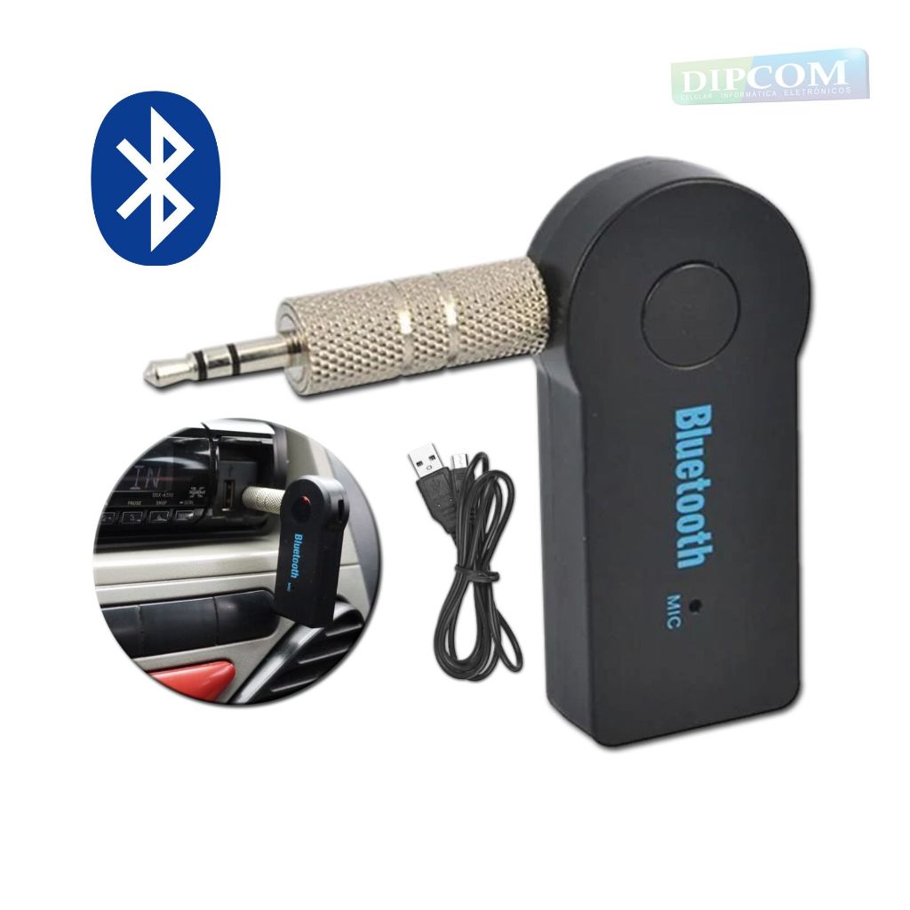 Receptor Bluetooth de Áudio P2 3.5mm Auxiliar para Som de Carro Adaptador com Microfone