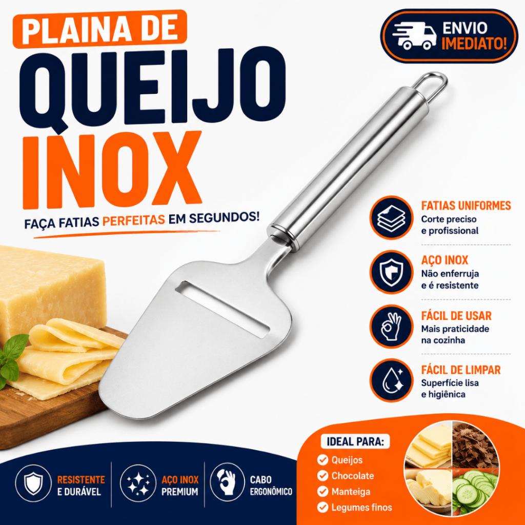 Plaina Fatiador Cortador Queijo Premium Cozinha Inox Premium original line linha premium...