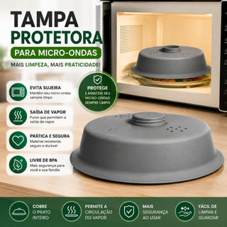 Tampa Para Microondas 27x7 Anti Sujeira Respingos Protetora De Alimentos Eletrolux Brastemp Bpa Free