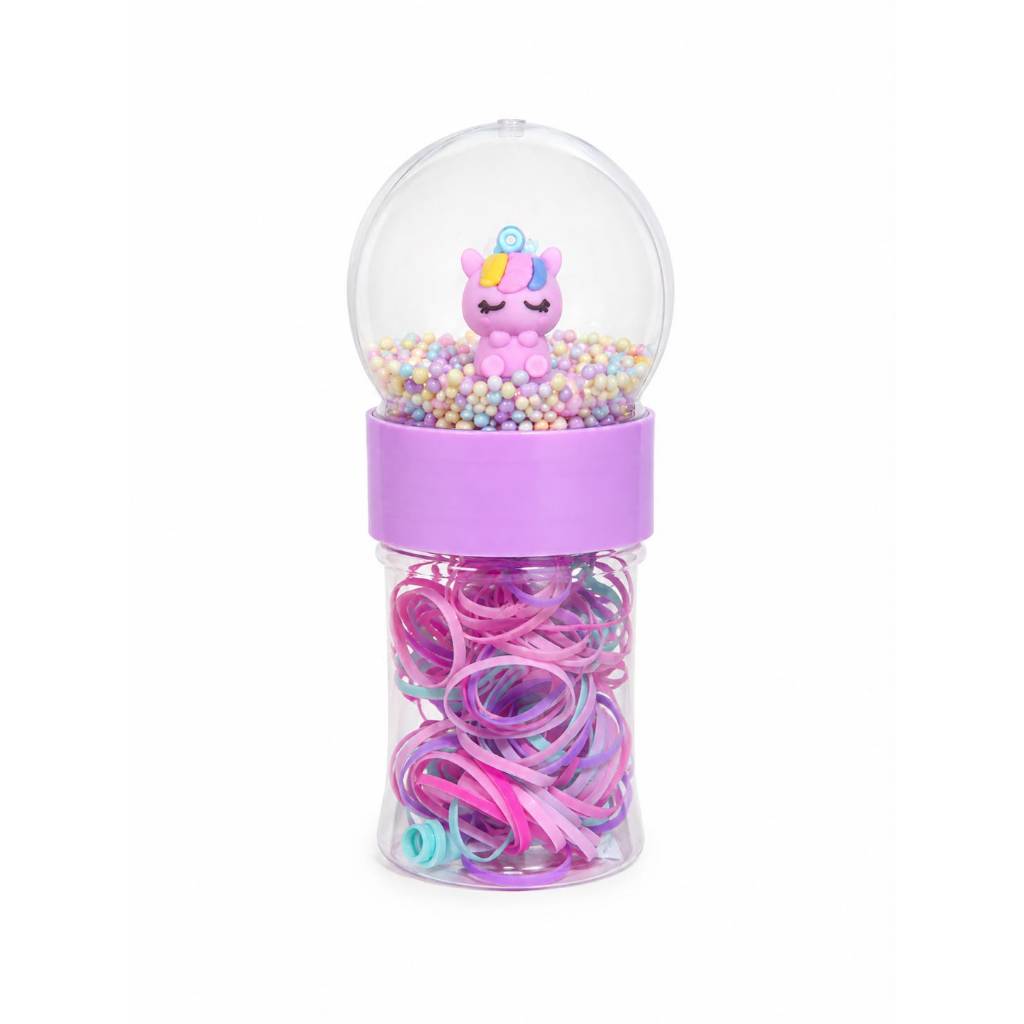Kit Elásticos De Cabelo Infantil Pote Unicórnio Liguinhas Coloridas Rabicó Xuxinha Penteado