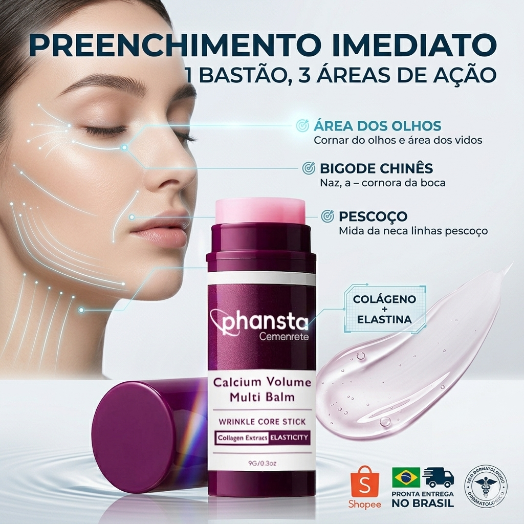 PHANSTA Multi Balm Stick Bastão Antirrugas Tudo-em-Um Colágeno Base de Maquiagem Hidratante Olhos e Pescoço Coreano 9g