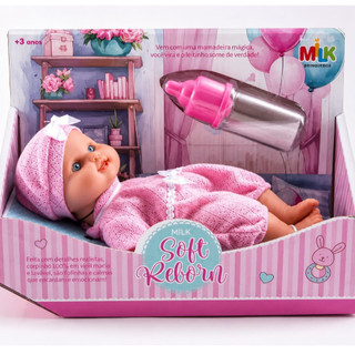 Boneca Reborn Soft Em Vinil Super Macio Com Mamadeira Magica - Envio Imediato -