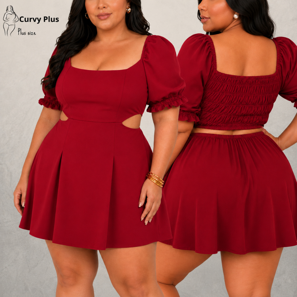 Vestido Plus Size Feminino Vestido Plus Size Festa Disfarça barriga Rodado Vestido Curto Plus Size vestido soltinho Plus