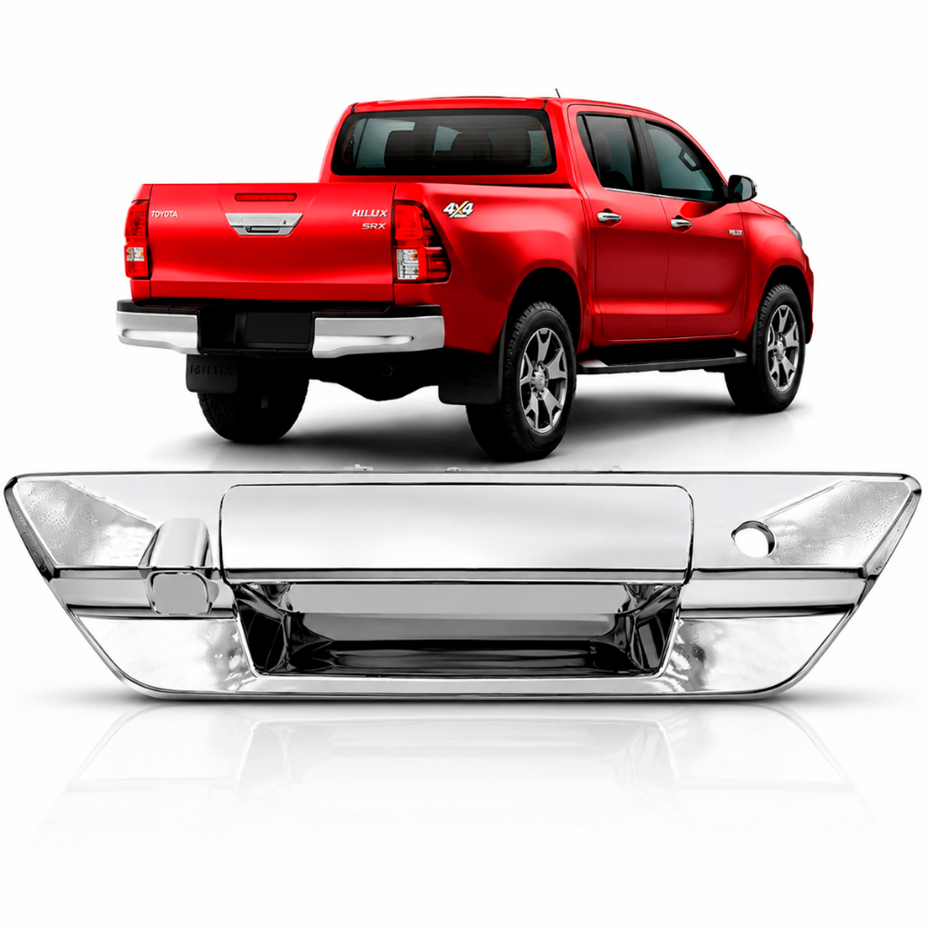 Maçaneta Cromada Tampa Traseira Toyota Hilux 2015 A 2018 Caçamba Externa