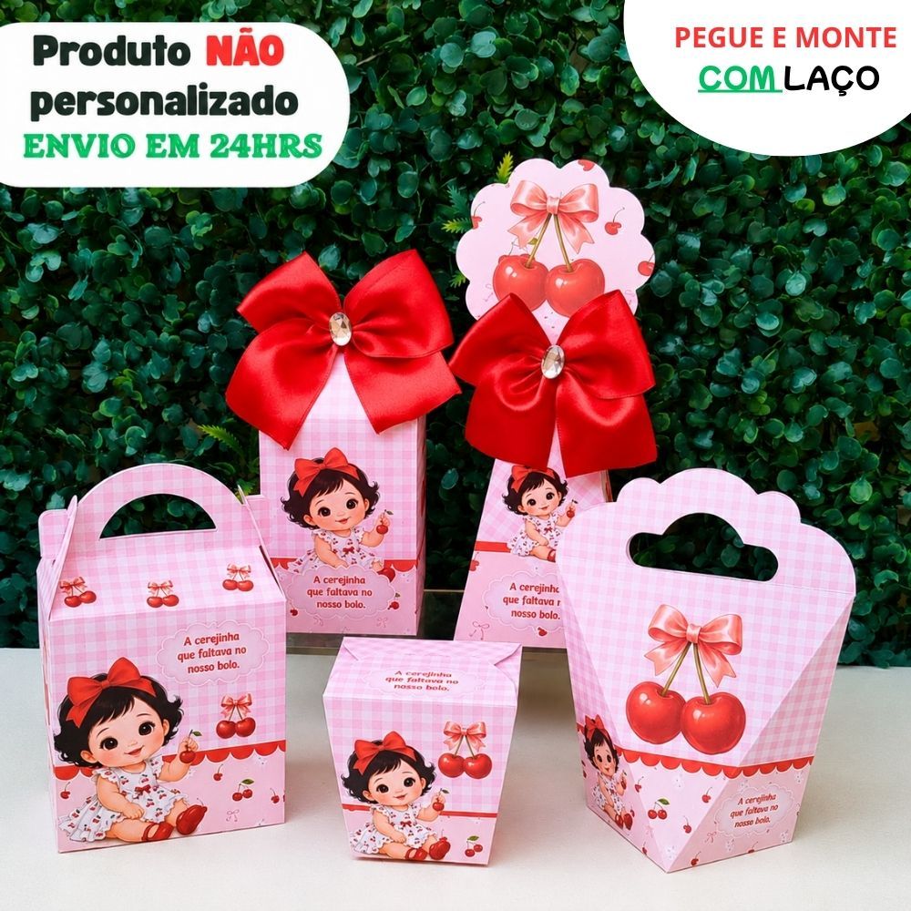 Caixinhas CEREJINHA - Caixinhas para decoração e lembrancinha de aniversário - Pegue e Monte -  CEREJINHAS PEGUE E MONTE