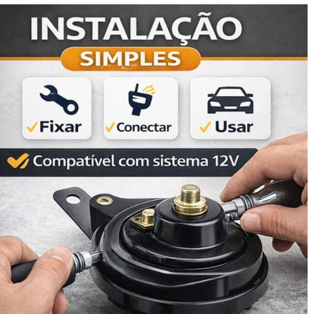 Detalhes do Buzina Automotiva Caracol Carro 12v Universal