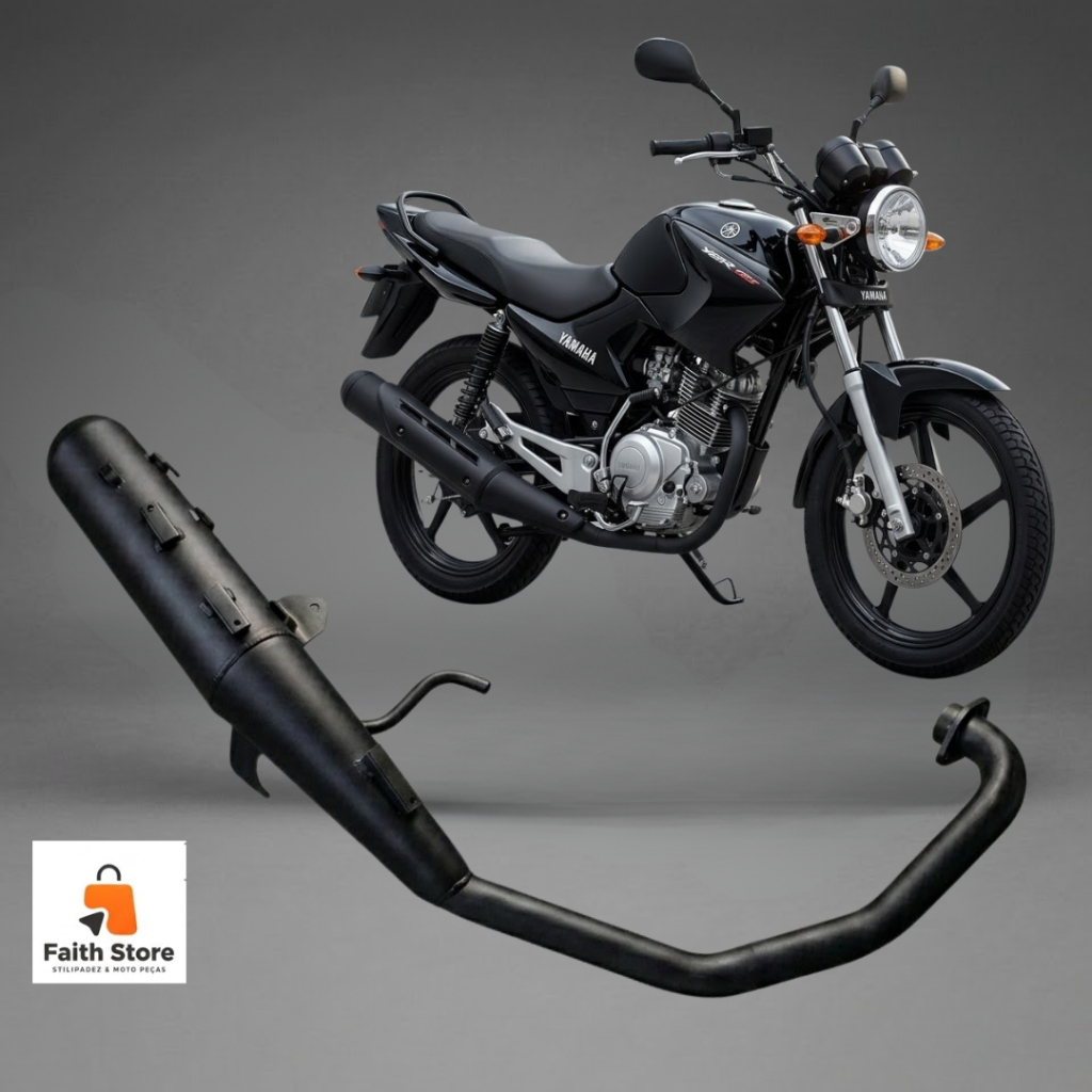 Escapamento YBR 125 Preto Silenciador Modelo Original