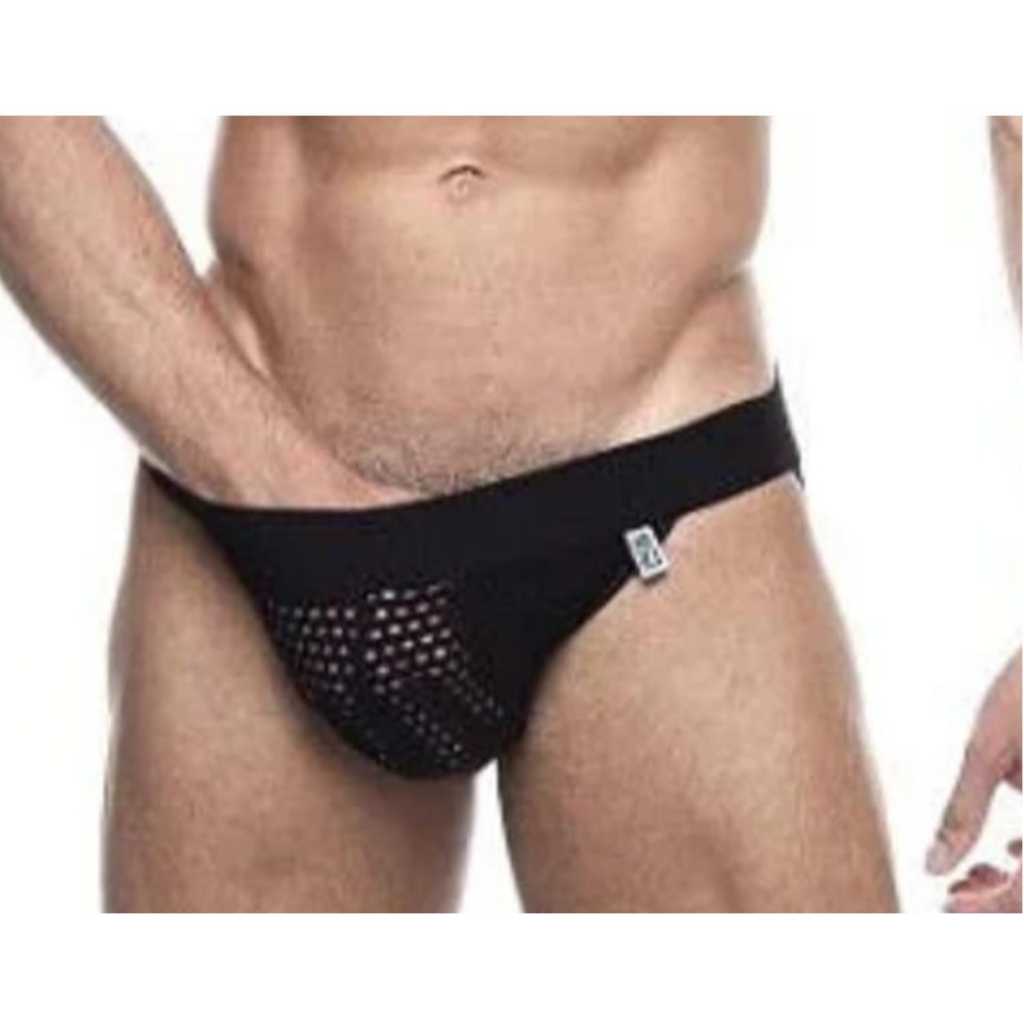 Cueca Jockstrap Arrastão Preto Sem Forro