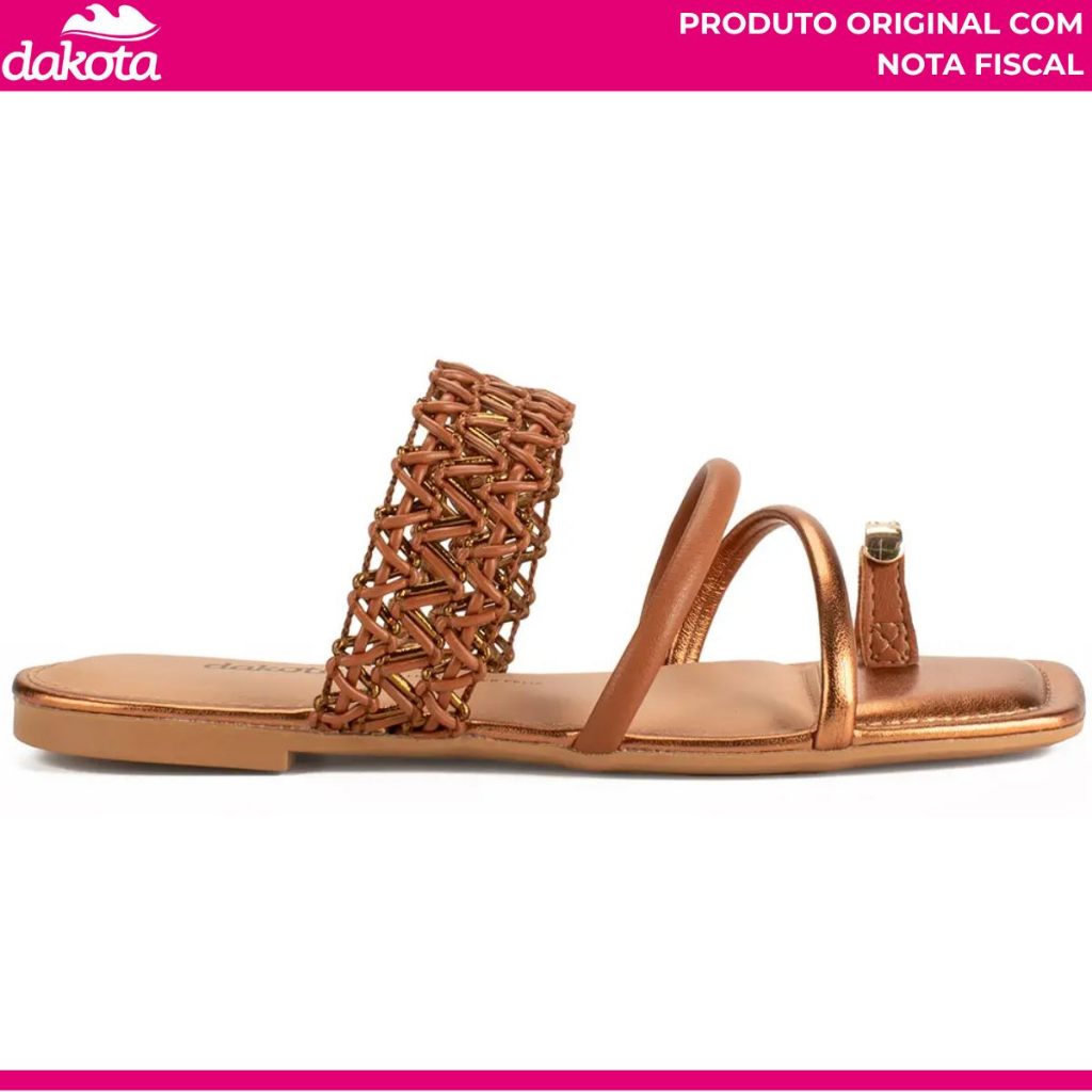 Sandália Dakota Feminina Rasteira Tramada Conforto Estilo