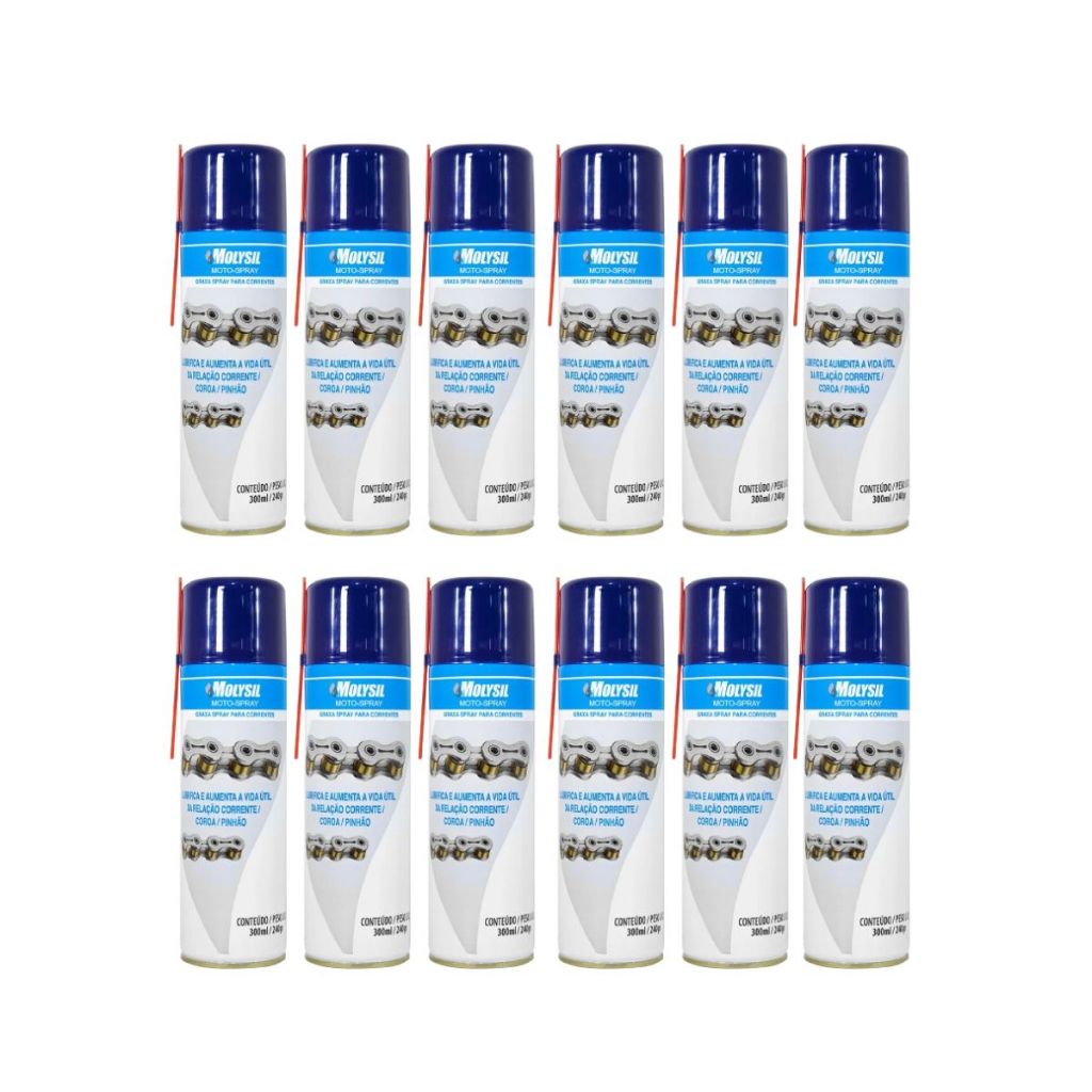 12 Molykote Molysil Moto Spray 300ml Lubrificante Proteção Moto Anticorrosivo Alta Performance