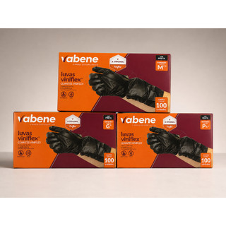 Luva de Vinil Preta Sem Pó Vabene Viniflex 100 Unidades P M G Cozinha Estética Limpeza