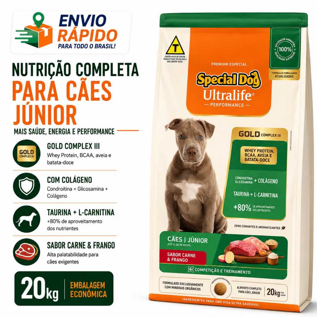 Ração Special Dog Filhotes Ultralife Performance Cães filhotes 20kg – Nutrição Completa para Filhotes