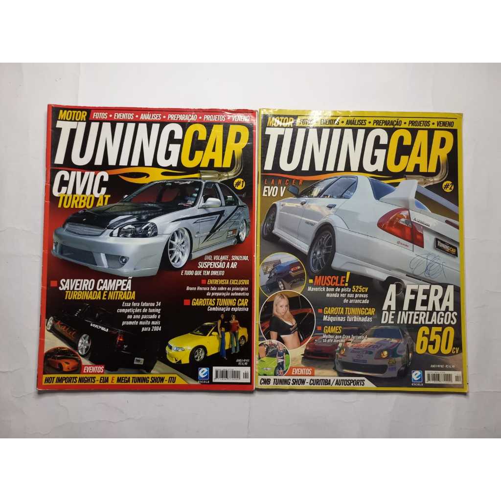 Revistas Tuning Car 1 e 2 Editora Escala 2000 Excelente