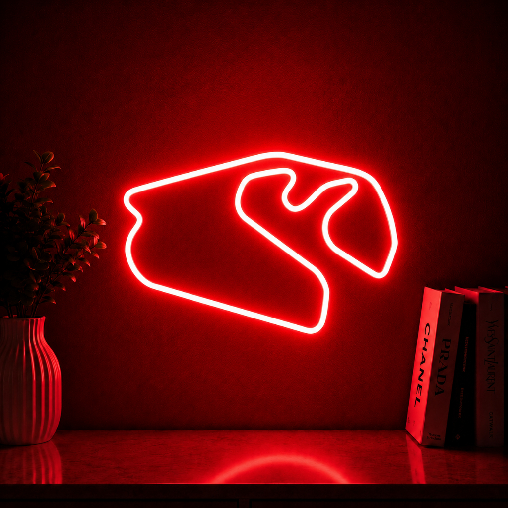 Luminária Led Neon Pista Interlagos 25 Cm Bivolt Letreiro Decoração Parede Corrida F1 Quarto Gamer