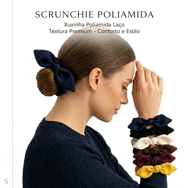 Xuxinha Scrunchie Elástico com Laço Acessório Moda