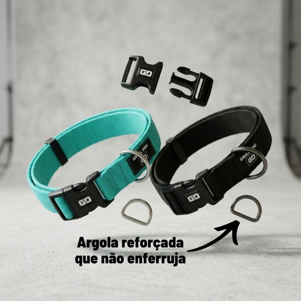 Kit 2 coleiras para cachorro com fecho de segurança reforçado e regulador de tamanho pet