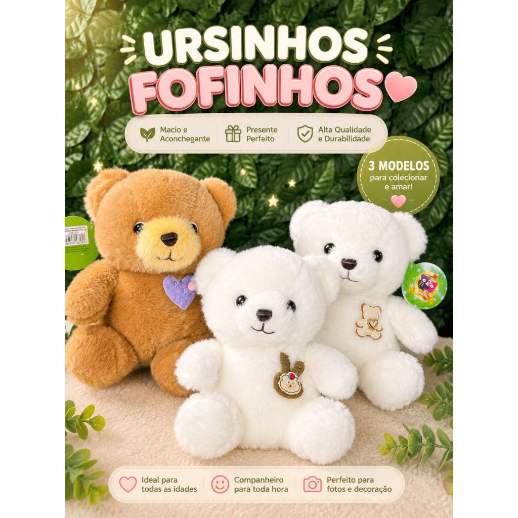 URSINHOS DE PELUCIA 20CM ATACADO FOFO PREMIUM PRESENTE INFANTIL CESTA DE PRESENTES REVENDA