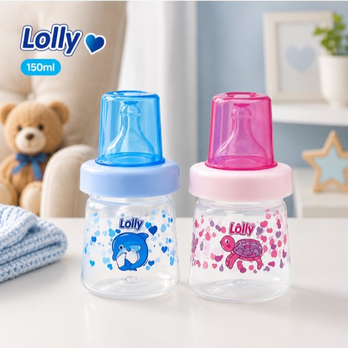 Mamadeira Lolly Big Oceano 150ml Com Bico Silicone Redondo Azul Ou Rosa