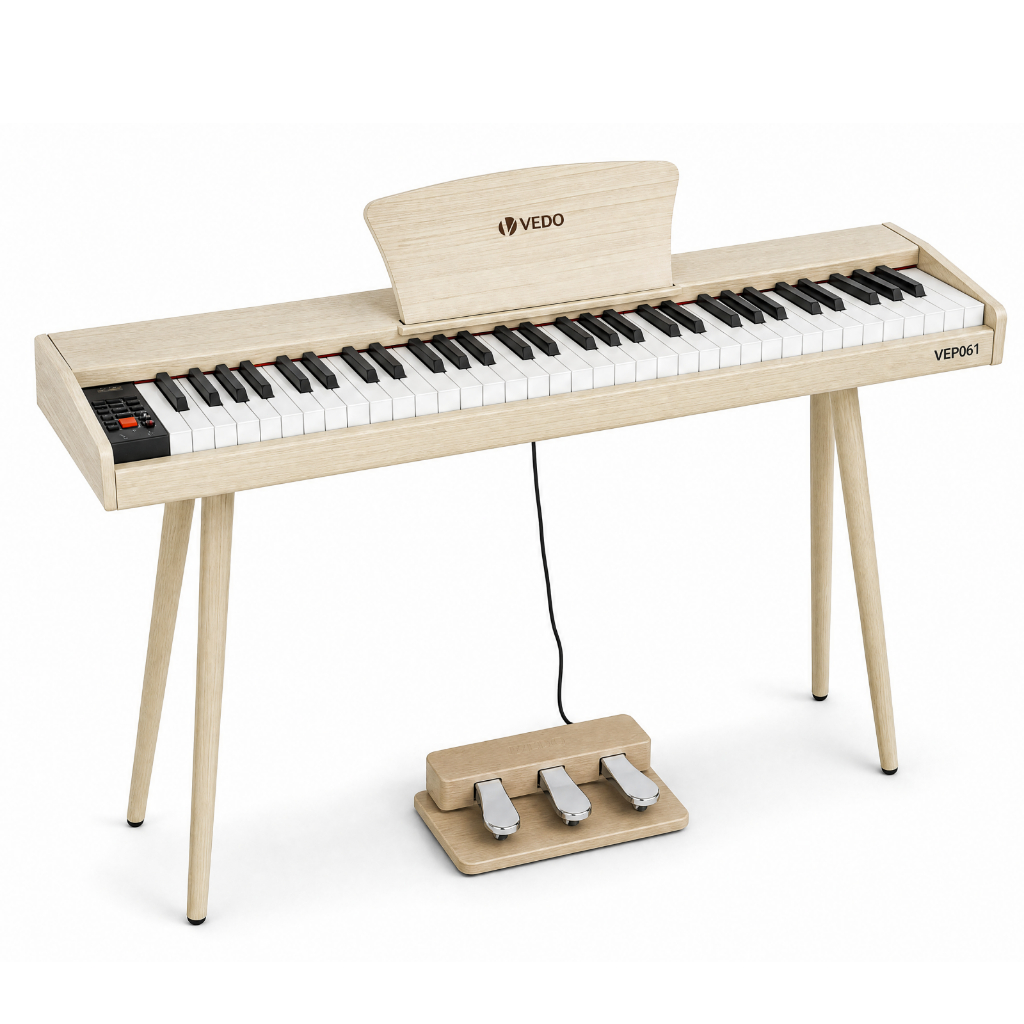 Piano digital para iniciantes, teclado de 61 teclas com peso parcial, com suporte, adaptador de energia, suporte para pa