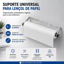Suporte para Rolo de Lençol de Papel para rolos de 50, 60 e 70 cm Ajustável