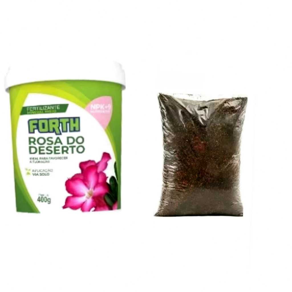 Húmus de minhoca 500g a granel + forth rosa deserto 400g fertilizante organico e sintetico pra suas rosas do deserto