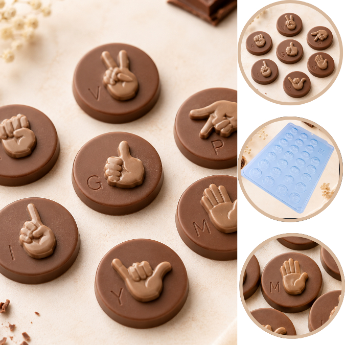 Forma BWB Simples Semiprofissional, Alto Rendimento Doces Finos Chocolates Cód. 363 -Libras Alfabeto. (CHOCO)