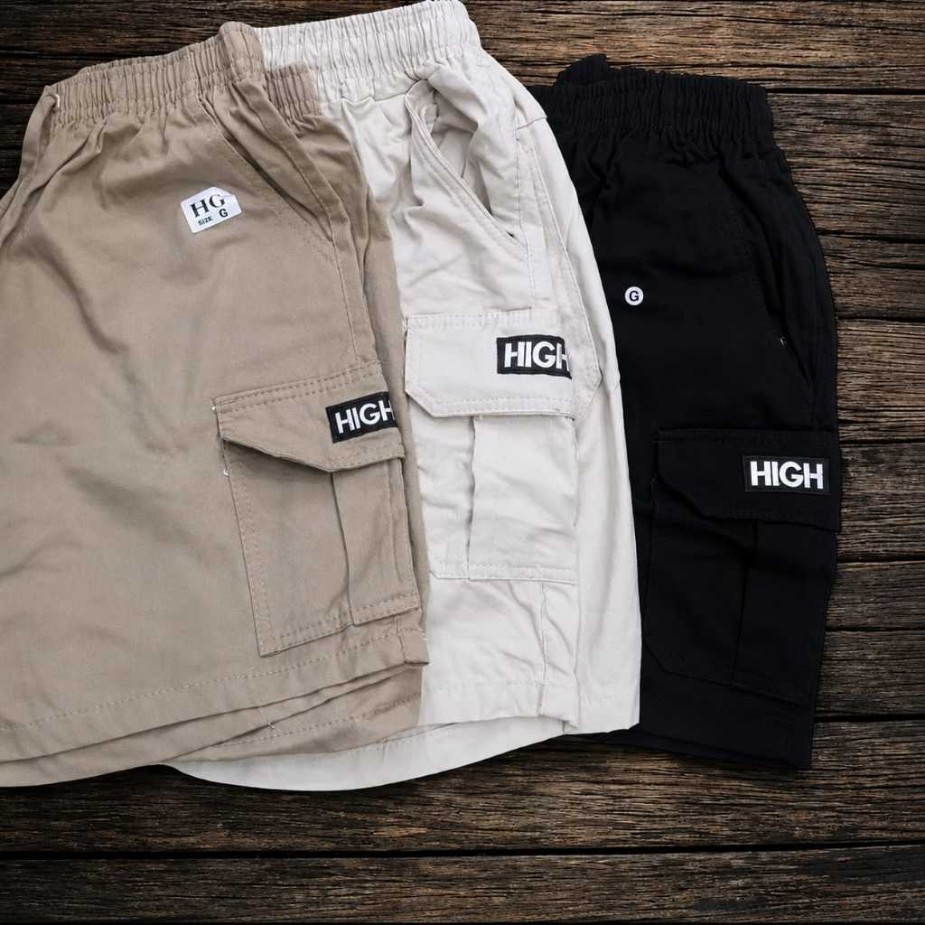 Kit 3 Short Masculino Adulto Cargo Brim Sarja Bolso Lateral