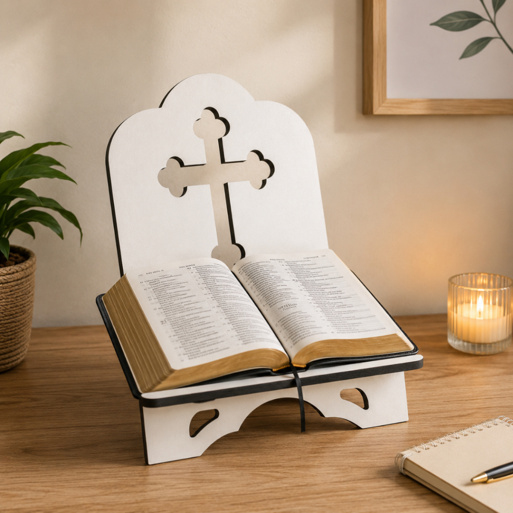 Suporte Porta Biblia em MDF 6mm Cruz Decoração de Mesa