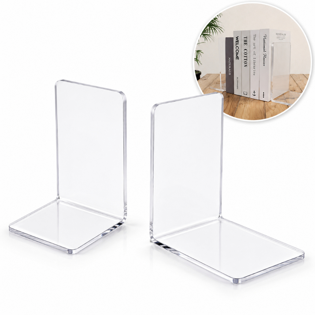 Aparador de Livros Suporte Acrílico 3mm Par 10x10x8cm | suporte organizador para Bíblia e…