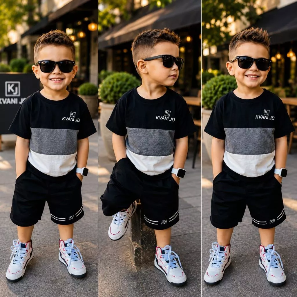 Conjunto Infantil Masculino De Verão - Bermuda + Camiseta Dry-Fit Veste 2 a 12 anos