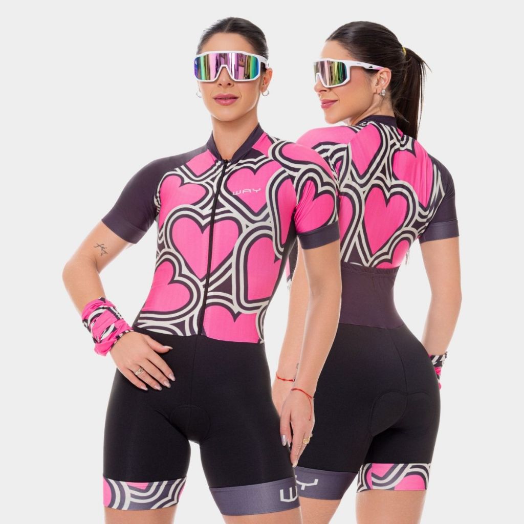 Macaquinho Macacão Ciclismo Ciclista Feminino Alta Densidade Forro Gel Roupa Bike Manga Curta Uv