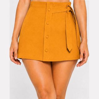 Short Curto Bengaline Cintura Alta Laço - MODA Feminina