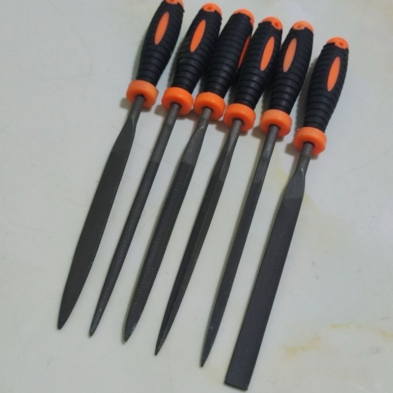 Kit Jogo Limas Agulhas Chata Plana Afiador 6 Peças Profissional