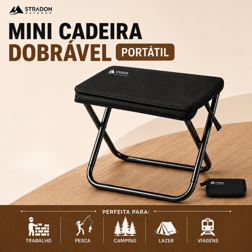 Mini Cadeira Dobrável Portátil Resistente para Camping Pesca Praia Viagem Banquinho Outdoor